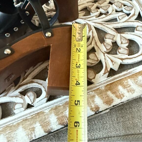 Coach Black Leather Studded Wood Heels Shoes Sandals Women’s 9 - Picture 6 of 9